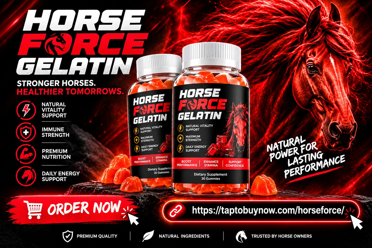 Horse Force Gummies promotional banner