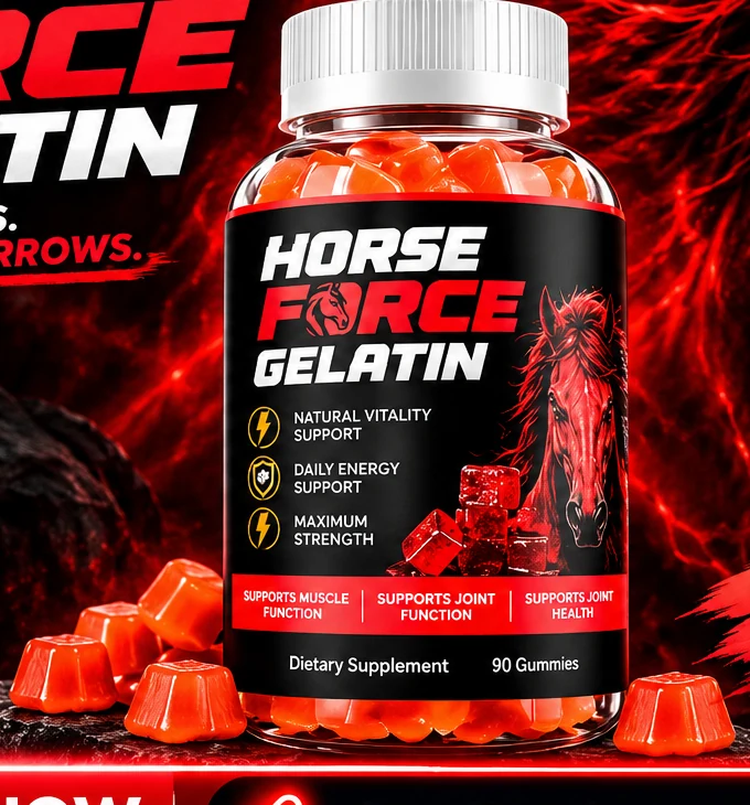 Horse Force Gummies product bottle and gummies